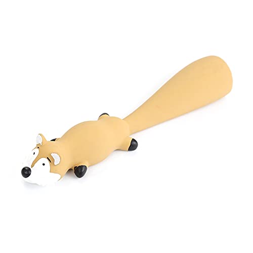 Fisheraw Perro Perro Cachorro Lindo Zorro Forma látex muñeca mordida - Jugar chasquido Chew Amarillo