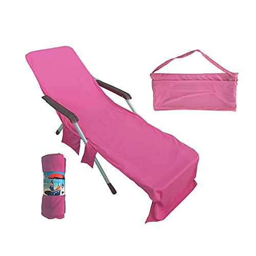 FJXJLKQS Camping Silla de Pesca Playa Silla de Cama Silla Toalla Correa Larga Piscina Sillas for Dormir Towel Funda con Bolsillo for Sol Herramientas al Aire Libre (Color : Purple)