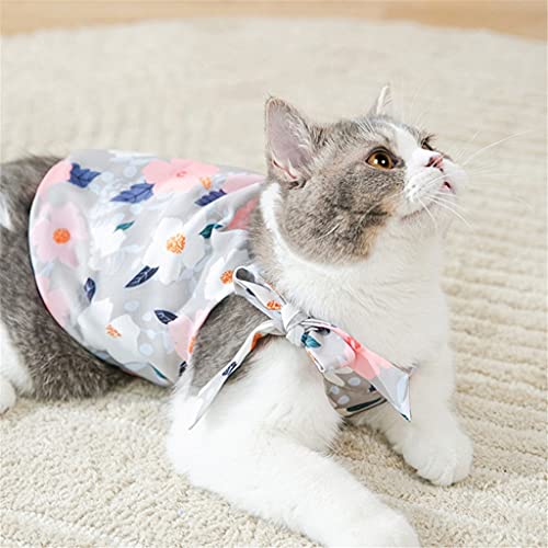 Flashing Camisa para mascotas, con estampado floral, informal, para gatos, camisa de viaje para mascotas, chaleco de manga corta para perros y gatos (color: A, tamaño: código S)