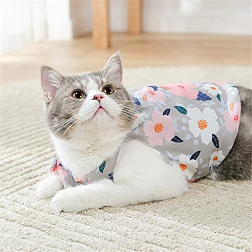 Flashing Camisa para mascotas, con estampado floral, informal, para gatos, camisa de viaje para mascotas, chaleco de manga corta para perros y gatos (color: A, tamaño: código S)