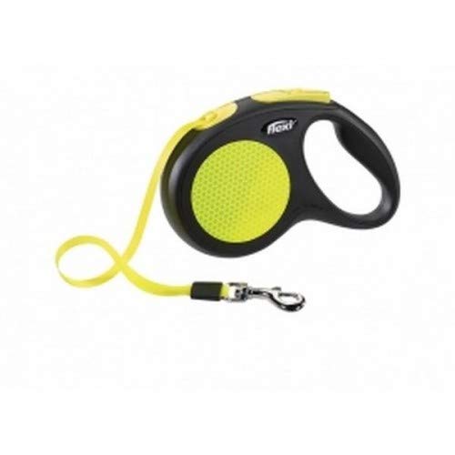 Flexi - Correa neón reflectante para perros (Mediano (Cuerda) - 5m) (Amarillo)