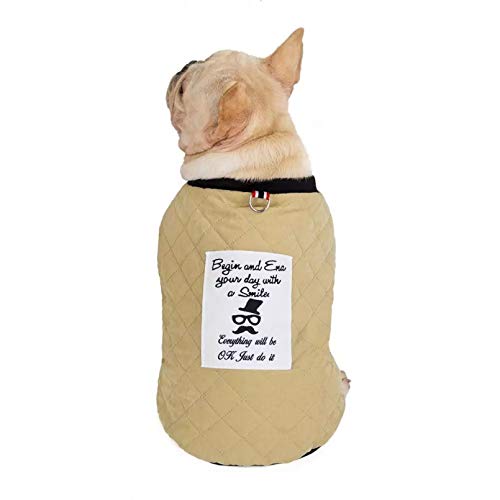 Fmiljiaty Ropa para Perros Chaleco Acolchado Abrigo de Invierno Corta para Mascotas, Ropa para Perros gordos, Abrigos de Bulldog francés, Chaquetas, Abrigos de Disfraz, Ropa de Remaches