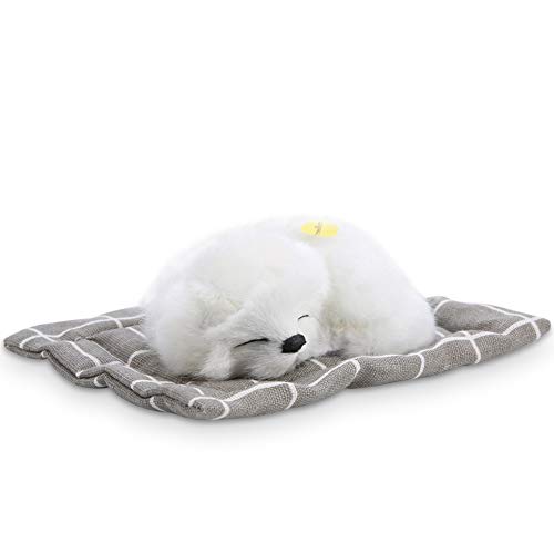 Fockety Peluche Perro Durmiente, Suave(All White Gingham Pad Sleeping Dog)