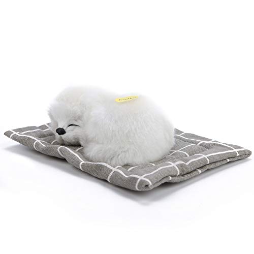 Fockety Peluche Perro Durmiente, Suave(All White Gingham Pad Sleeping Dog)