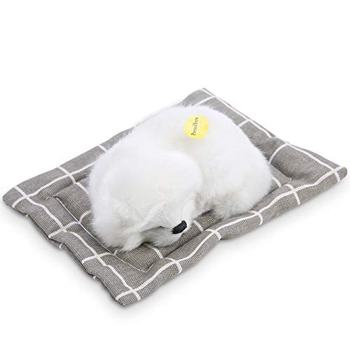 Fockety Peluche Perro Durmiente, Suave(All White Gingham Pad Sleeping Dog)