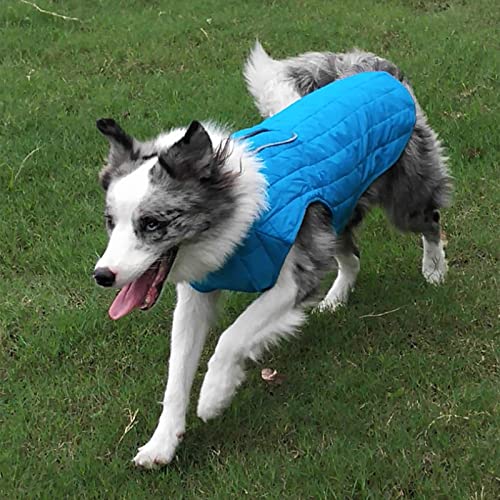 Foern Abrigo Reversible para Perros, Chaleco Impermeable, Tiras Reflectantes, Cremallera para Correa, Ropa Abrigada para Perros Pequeños, Medianos y Grandes,Red,M:18.9