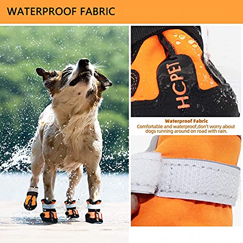 Foern Zapatos Impermeables para Perros, Botas para Perros con Tiras Reflectantes, Protector de Patas Duradero para Pavimento Caliente para Perros Pequeños, Medianos y Grandes,Green, 3