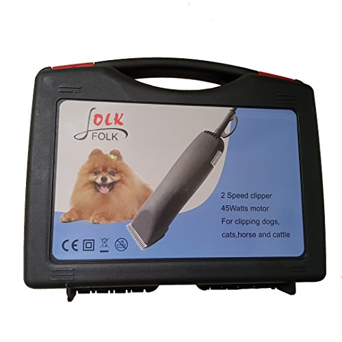 Folk Esquiladora peladora 45w Perros, Caballos, Gatos cortapelo - Cuchillas Serie A5 (B - + Kit de 4 recalces de plastico)