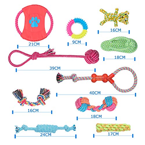 FONPOO Grupo de Juguete Perro Durable Masticable Cuerda Soledad Grupo de Juguete para Perrito Pequeño Medio Solitario para Mantener a su Perro Sano 10 Piezas