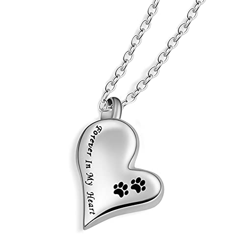 FORETTY Df819 Cremation Urn Cenizas Collar Papá for Siempre en mi corazón Acero Inoxidable Mantiene el Colgante Memorial Impermeable Collares de cremación (Metal Color : Pet Paw)