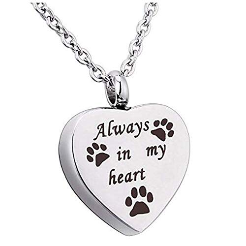 FORETTY Df819 Personalizado Siempre en mi corazón Pet Pet Paw Cremation URN COLLA DE LA JEHICA DE LA JEHICA DE LA JEHICA DE LA JEHICA DE LA JEURANTE Collares de cremación (Metal Color : Engraved)