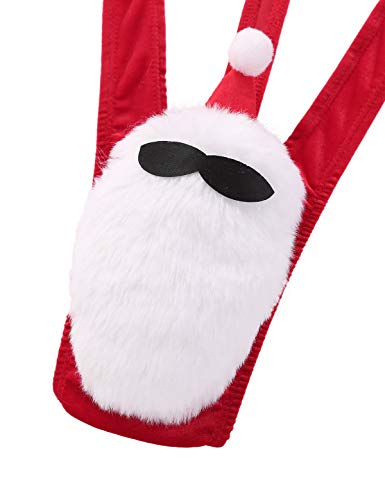 Freebily Disfraz Navideño Papa Noel Hombres Mankini Cuello en V Sexy Ropa Interior Pijama Erótica Lencería Sexual Ropa Divertida para Fiesta de Broma Halloween Carnaval Rojo Medium