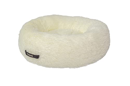 Freedog Cama Donut Antiestres para Perros y Gatos de Todas Las Edades (50 cm, Blanco)