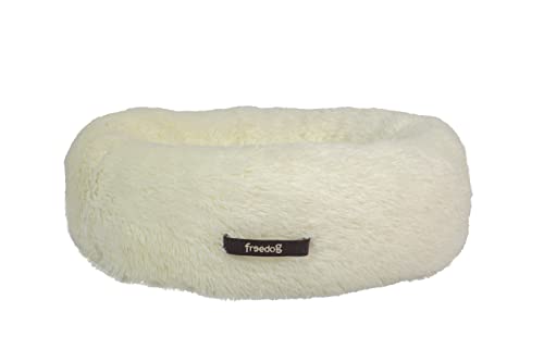 Freedog Cama Donut Antiestres para Perros y Gatos de Todas Las Edades (50 cm, Blanco)