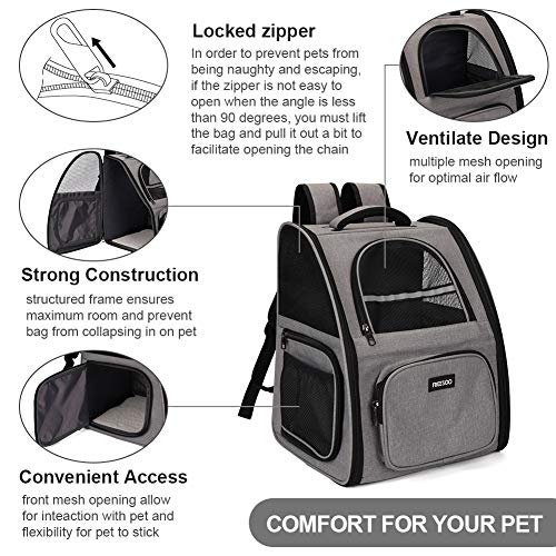 FREESOO Transportin Gato Mochilas para Gatos y Perro Bolsa para Mascotas Transporte Plegable Portador de Viaje Transpirable Carga Máxima 6.5 kg para Vajar en Tren/Automóvil/Restaurante/Avión