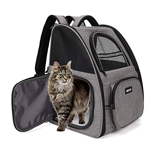 FREESOO Transportin Gato Mochilas para Gatos y Perro Bolsa para Mascotas Transporte Plegable Portador de Viaje Transpirable Carga Máxima 6.5 kg para Vajar en Tren/Automóvil/Restaurante/Avión