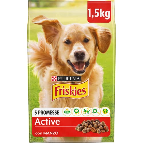 Friskies Purina - Pienso para Perro Vitafit Active con Ternera, 6 Bolsas de 1,5 kg Cada uno