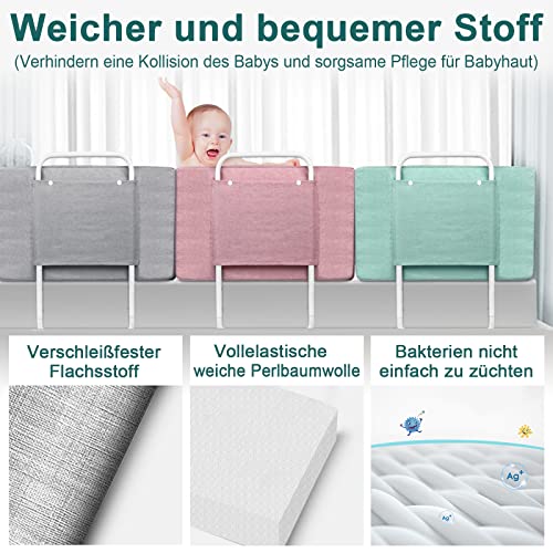 Froadp 50cm Softpack Barandilla de Cama para Niños o Anciano, Barrera de Seguridad Ajustable en Altura, Protección Lateral Anticaída Portátil con Paquete Blando para Cama Infantiles(Gris Lino)