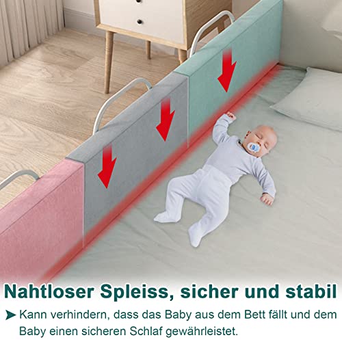 Froadp 50cm Softpack Barandilla de Cama para Niños o Anciano, Barrera de Seguridad Ajustable en Altura, Protección Lateral Anticaída Portátil con Paquete Blando para Cama Infantiles(Gris Lino)