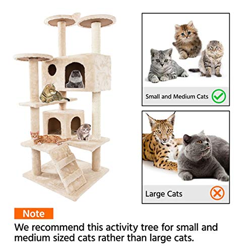 Frogued Marco de escalada para gatos, 52 pulgadas, cuerda de sisal de peluche, árbol de gato, torre de gato, beige (beige)