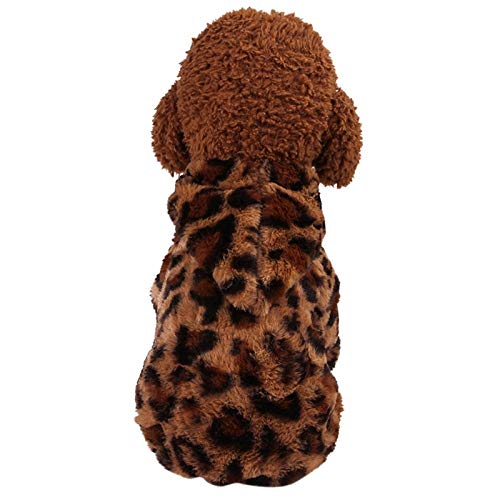 FSDFASS Ropa para Mascotas Perros de Mascotas Ropa de Leopardo, Abrigo de Sudaderas con Capucha de Cachorro - Chaqueta de 2 Patas de Perro cálido y Esponjoso, Leopardo, XS