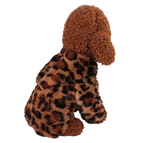 FSDFASS Ropa para Mascotas Perros de Mascotas Ropa de Leopardo, Abrigo de Sudaderas con Capucha de Cachorro - Chaqueta de 2 Patas de Perro cálido y Esponjoso, Leopardo, XS