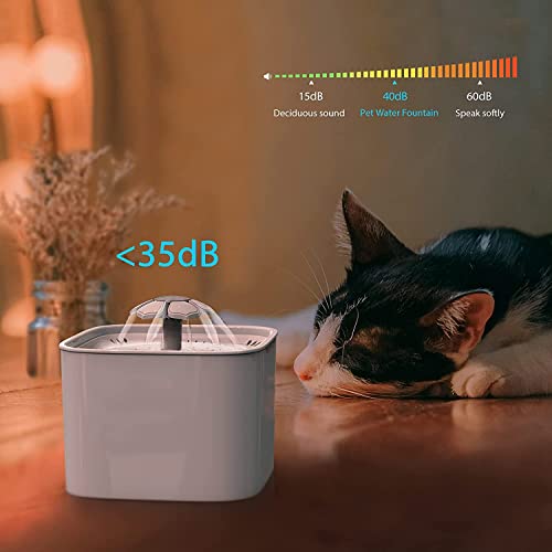 Fuentes Gatos,Fuente para Gatos, Bebedero Automático 2L, Bebedero Gatos Perros con 2 Filtros de Carbón