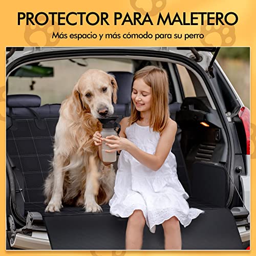 Funda Coche Perro, Cubre Asientos Coche Perro Universal y Multifuncional, Fundas Coche Perro Resistente y 100% Impermeable, Funda Maletero Perros para Coche, Camiones, SUV