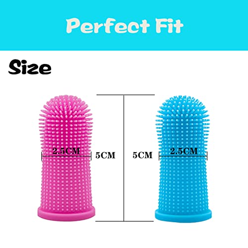 Funda Para Cepillo De Dientes Para Mascotas, Cepillo De Dientes De Silicona Para Perros Y Gatos Envuelto En 360 ° (2 Piezas) Adecuado Para Limpiar La Lengua Y Los Dientes De Gatos Y Perros(Azul/Rosa)