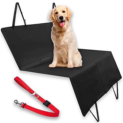 Funda Perros Coche y Cinturón de Seguridad. Protector Universal Impermeable y Antideslizante para Mascotas. Cobertor de Asiento y Correa con Clavija para Transportar Perros y Gatos en el Coche.