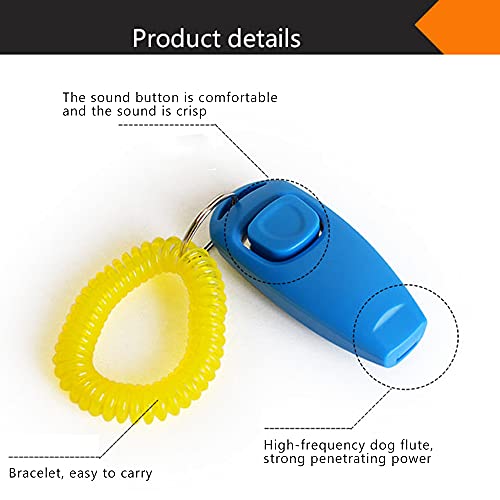 Funien Clickers para adiestramiento de Perros, 2 Piezas de Clickers para adiestramiento de Perros 2 en 1 Silbato y Clicker Herramientas de adiestramiento para Mascotas con Correa para la muñeca