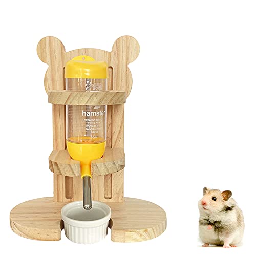 Furado Bebedero Hamster, 80 ML Bebedero Hamster con Soporte Hamster Botella de Agua Alimentador Bebedero Hamster Cristal para Ratas Cobayas Hurones Conejos Pequeños Animales