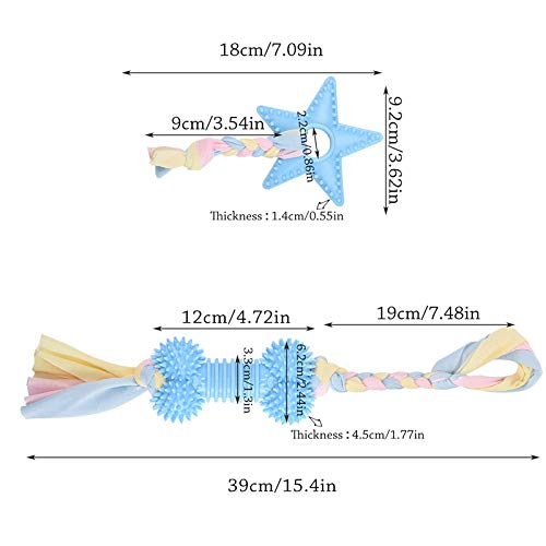 FurPaw Juguetes para Mascotas, 2 Piezas Juguetes para Perros Durable Masticable Caucho Grupo Estrella de Hueso de Diseño Atractivo para Mascotas Pequeñas Medianas - Azul