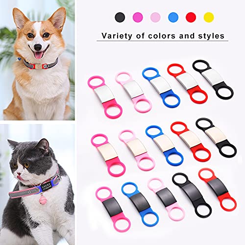 FUSIYU Chapa Perro Grabada Acero Inoxidable, Chapa Identificativa Silenciosa Placas para Perros Grabadas, para Collares de Perros o Gatos de 2.0 cm de Ancho, Negro