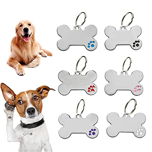 Fyfjur Placas para Perros, Collar Perro Personalizado, Etiquetas de Identificación de Perro Parpadeante Grabadas Personalizadas, Placa de identificación en blanco, tallada DIY,para Mascota Grabada