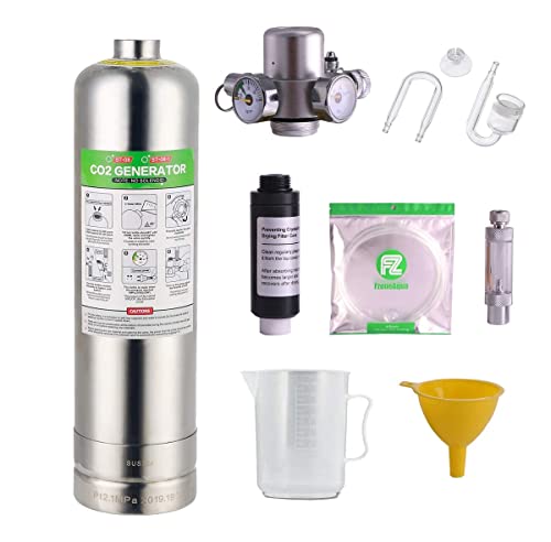 FZONE Sistema para producir CO2 para acuarios 2.5L Kit de Reactor de dióxido de Carbono con regulador y válvula de Aguja para Tanques plantados