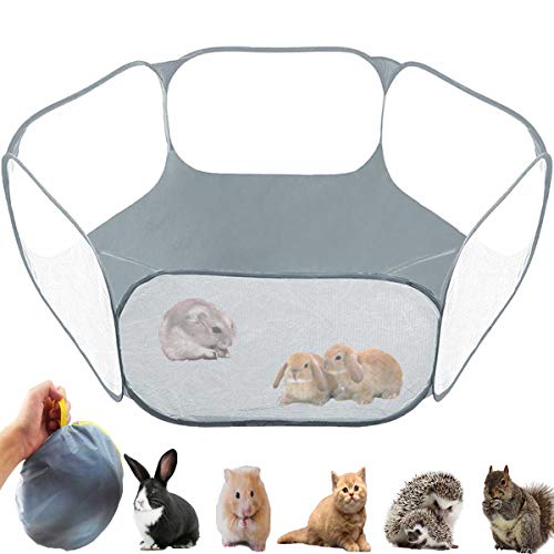 GABraden Tienda de animales pequeños,Jaula de reptiles,Transpirable transparente Pet Playpen Pop Open Outdoor/Indoor Ejercicio cerca,Valla portátil de la yarda