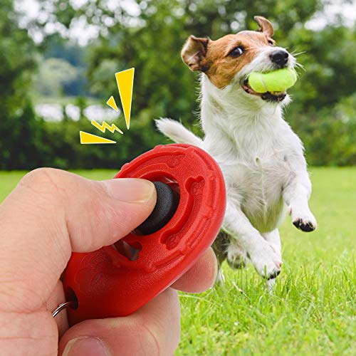 GAESHOW 4 Piezas Mascota Gato Perro plástico Correa de muñeca Ajustable Clicker Llavero Entrenador Entrenamiento guía Entrenador de Perros Herramienta