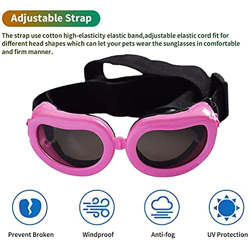 Gafas de Perro Mascotas, Gafas de Sol para Perros, Ajustables para Gafas Perros, Gafas Perros Protección UV, con Protección Impermeables, Cortavientos y con Efecto Antivaho