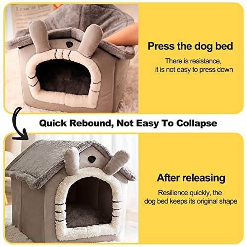 Galatée Cama De Cueva De Gato, Cama Lavable para Perros, Iglú De Felpa Cálida y Acogedora para Gatos, Casa para Mascotas Plegable, Cama para Mascotas con Fondo Antideslizante(M, Rosa)