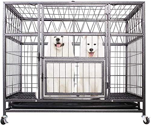 GAOJINXIURZ Jaulas para Perros Heavy Metal Cuadrado de Anti-Escape Valla Desmontable Doble Puerta for Mascotas cajón Juego con Techo corredizo y Bandeja for Mascotas de hasta 20 kg