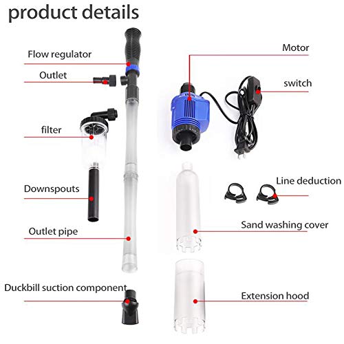 Gaolin Limpiador De Tanque De Peces, Bomba De Agua De Bombeo Automático Eléctrico para Limpiar Heces De Peces, Bomba De Lavado De Arena Y Aguas Residuales para Acuarios, para Tanques De Peces.