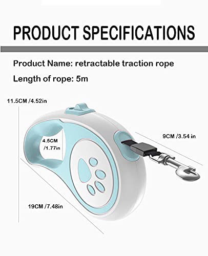 GazyyShop-5M Correa retráctil para perro, una llave se puede bloquear, sin enredos, para perros pequeños y grandes, correa retráctil para perros, gatitos, correa para perros