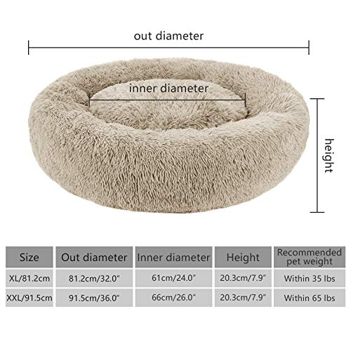 G.C Cama Antiestres Perro Grande, Cama Relajante Ortopedica para Perros Gattos Sofá Redondo Suave de Felpa Invierno Cueva para Mascotas Lavable (XL(81 x 61 x 20 cm))