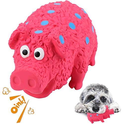 G.C Juguetes para Perros, Mascotas Sonido Chirriantes Morder Masticar Juego, Interactivos Resistentes Cepillo para Cachorro Mascotas de Pequeños Medianos y Grandes (Rojo, Lunares)