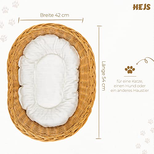 Generic Cama para gatos y perros de mimbre natural – Cesta para perros con cojín suave – Cueva para gatos resistente a la humedad, el polvo y el sol – Cama para mascotas pequeñas (color blanco)