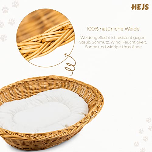 Generic Cama para gatos y perros de mimbre natural – Cesta para perros con cojín suave – Cueva para gatos resistente a la humedad, el polvo y el sol – Cama para mascotas pequeñas (color blanco)