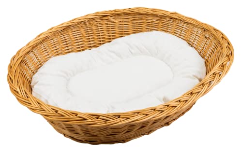 Generic Cama para gatos y perros de mimbre natural – Cesta para perros con cojín suave – Cueva para gatos resistente a la humedad, el polvo y el sol – Cama para mascotas pequeñas (color blanco)