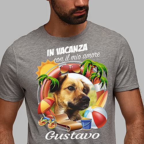 Generico Camiseta personalizada con la foto de tu perro y su nombre Negro X-Small