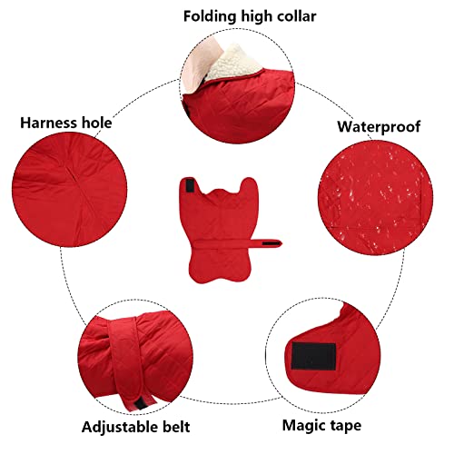 Geyecete - Abrigo cálido térmico Acolchado para Perro Galgo, con Bandas Ajustables, para Invierno Clima frío,Ropa con Agujero del arnés, para medianos y Grandes Perros-Rojo-S